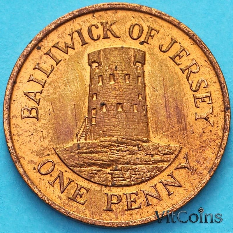 Монета Джерси 1 пенни 1985 год.