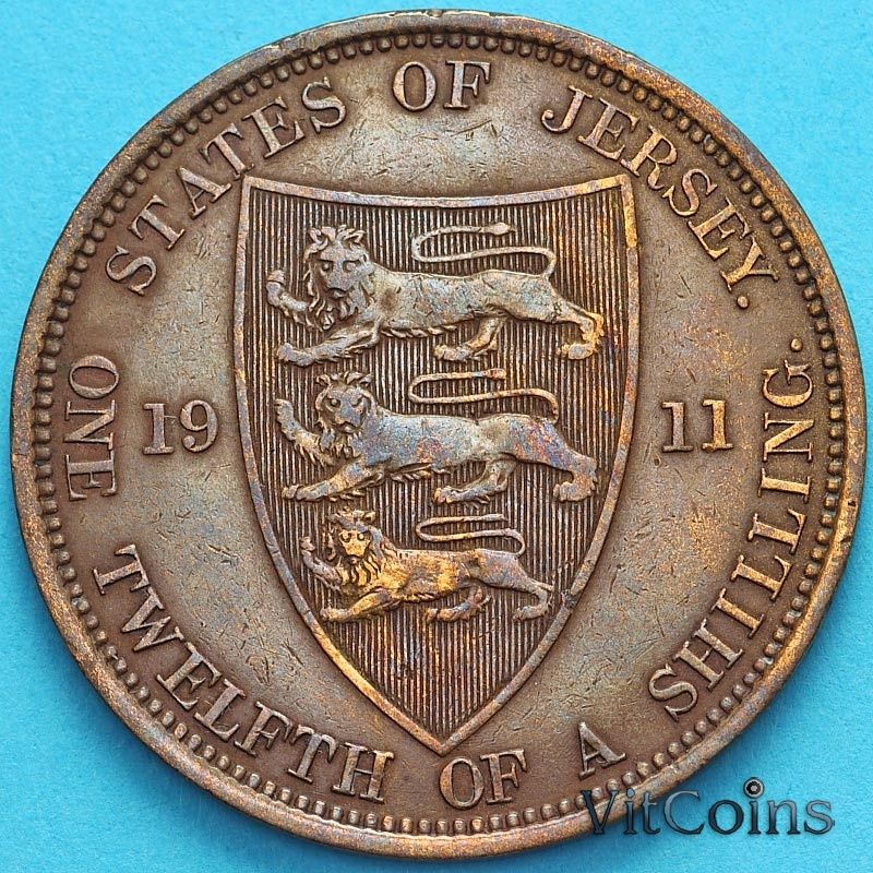 Монета Джерси 1/12 шиллинга 1911 год.