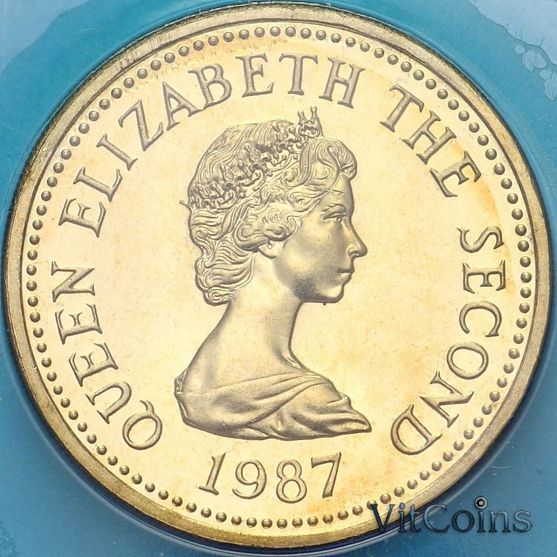 Монета Джерси 1 фунт 1987 год. Сент-Мартин. BU Монета Джерси 1 фунт 1987 год. Сент-Мартин. BU