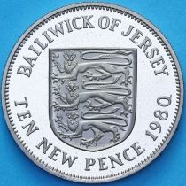 Джерси 10 новых пенсов 1980 год. Пруф Джерси 10 новых пенсов 1980 год. Пруф