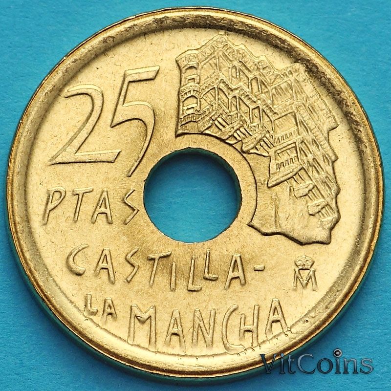 Монета Испания 25 песет 1996 год. Кастилья-ла-Манча UNC