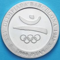 Испания 2000 песет 1990 год. Эмблема Олимпиады. Серебро.