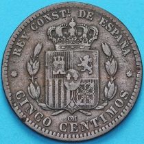 Испания 5 сантимов 1878 год.