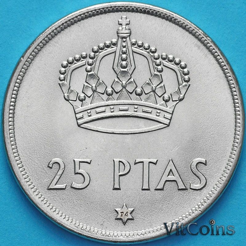 Монета Испания 25 песет 1975 (76) год.