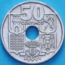 Испания 50 сентимо 1949 год. "51". Стрелы вниз