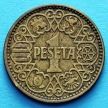 Монета Испании 1 песета 1944 год