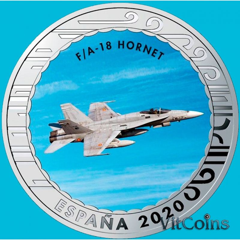 Монета Испания 1,5 евро 2020 год. F/A-18 Hornet Монета Испания 1,5 евро 2020 год. F/A-18 Hornet