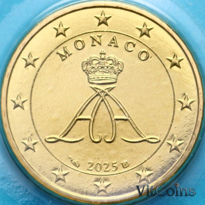 Монета Монако 50 евроцентов 2025 год. BU