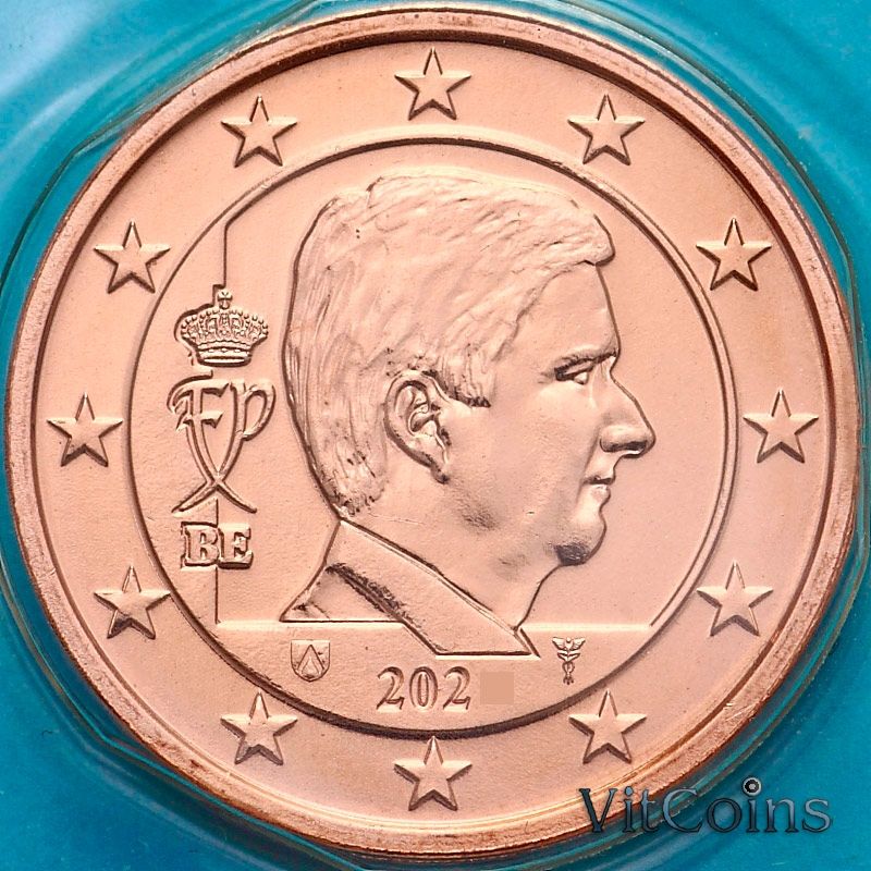 Монета Бельгия 1 евроцент 2021 год. BU