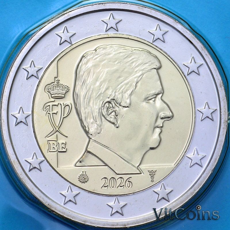 Монета Бельгия 2 евро 2026 год. BU