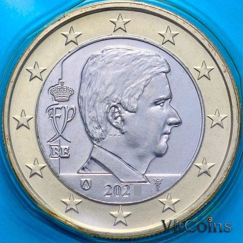 Монета Бельгия 1 евро 2021 год. BU