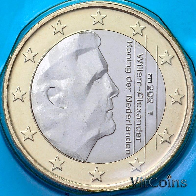 Монета Нидерланды 1 евро 2021 год. BU