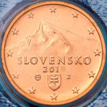 Словакия 1 евроцент 2011 год. BU