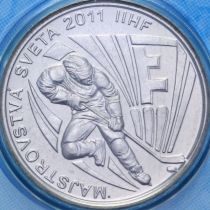 Словакия жетон монетного двора 2011 год. 75 ЧМ по хоккею. BU