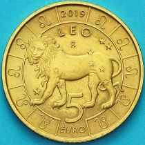 Сан Марино 5 евро 2019 год. Знаки зодиака, лев.