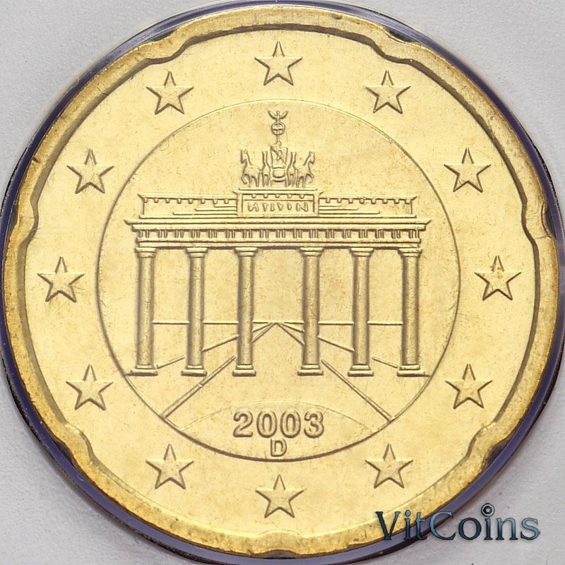 Монета Германия 20 евроцентов 2003 год. D. BU