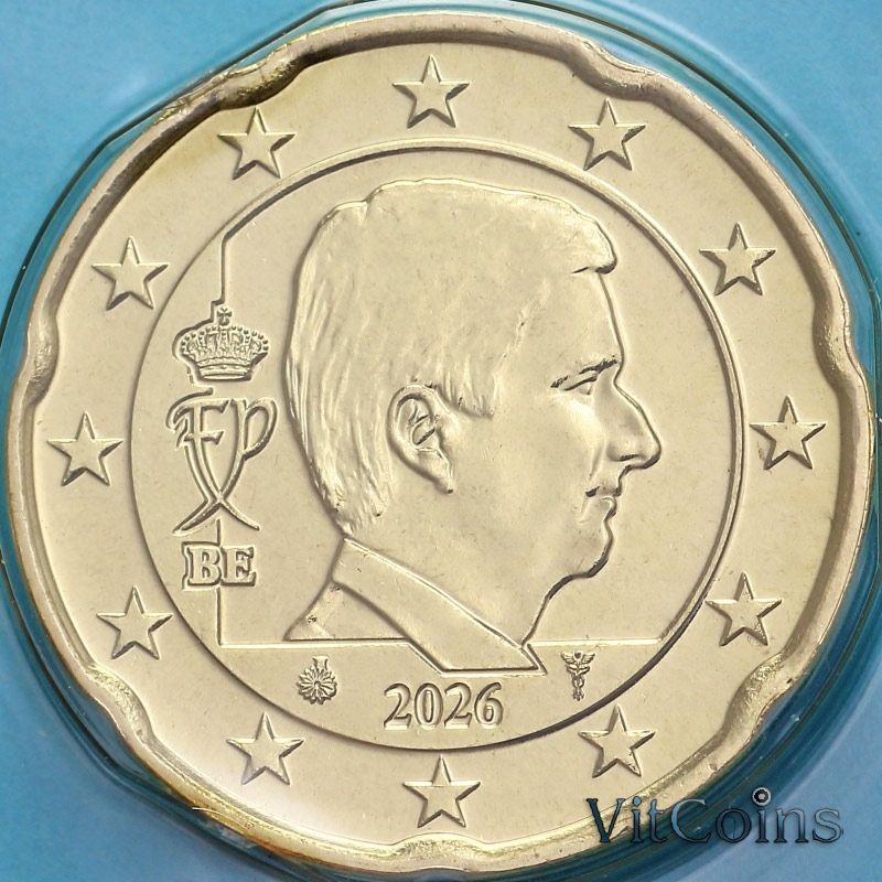 Монеты Бельгия 20 евроцентов 2026 год. BU