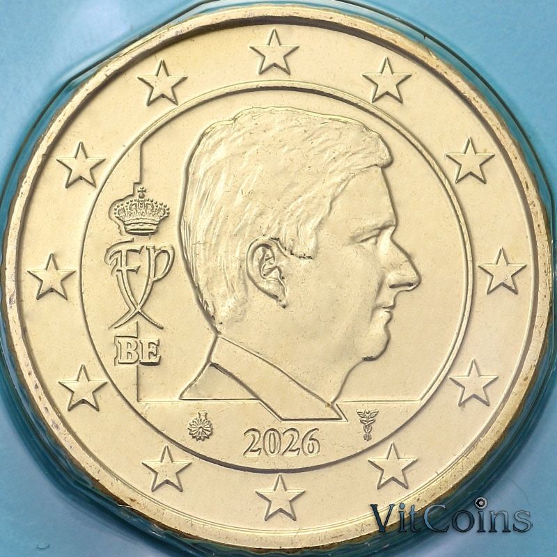 Монета Бельгия 10 евроцентов 2026 год. BU
