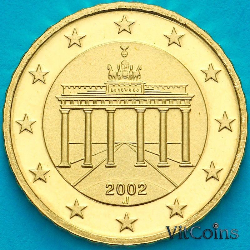 Монета Германия 10 евроцентов 2002 год.  J. Пруф