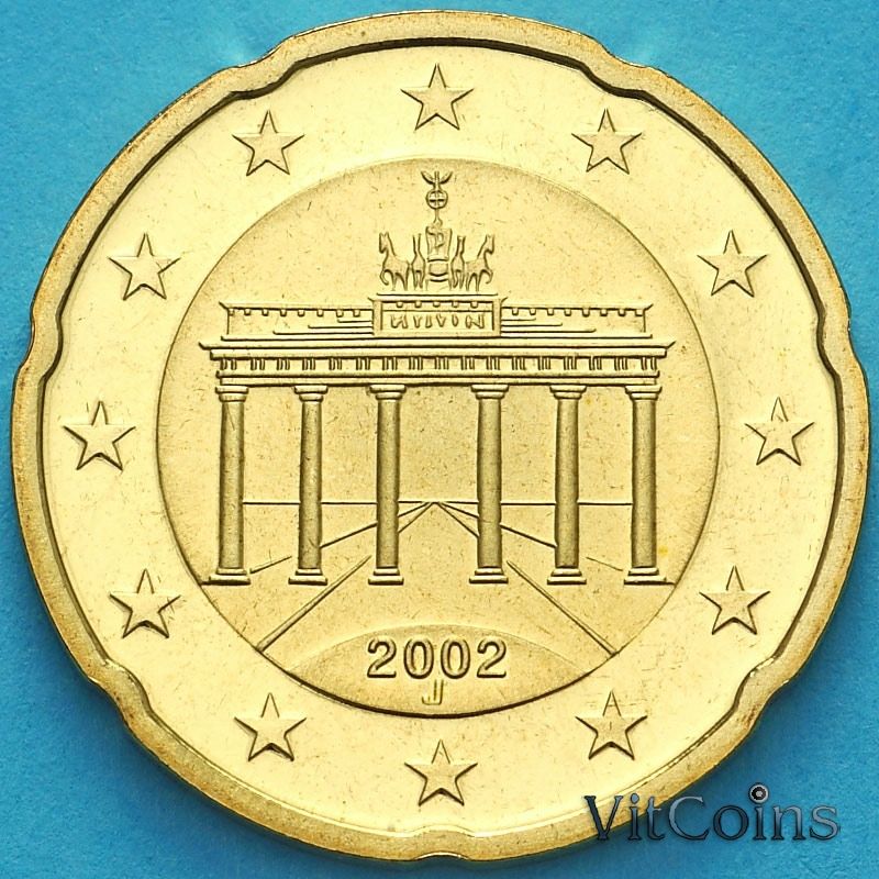 Монета Германия 20 евроцентов 2002 год. J. Пруф