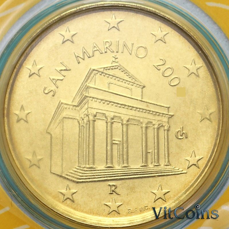 Монета Сан Марино 10 евроцентов 2008 год. BU