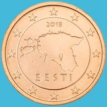 Эстония 5 евроцентов 2018 год. Большие звезды.