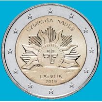 Латвия 2 евро 2019 год. Восходящее солнце