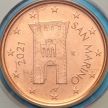 Монета Сан Марино 2 евроцента 2021 год. BU