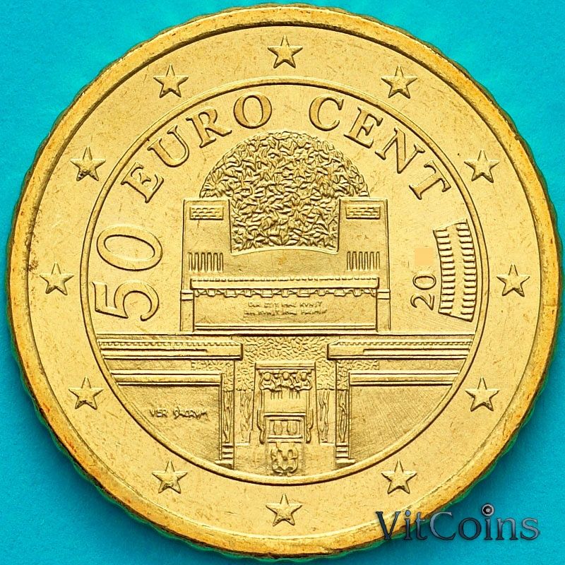 Монета Австрия 50 евроцентов 2002 год.