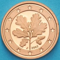 Германия 1 евроцент 2002 год. J. Пруф.
