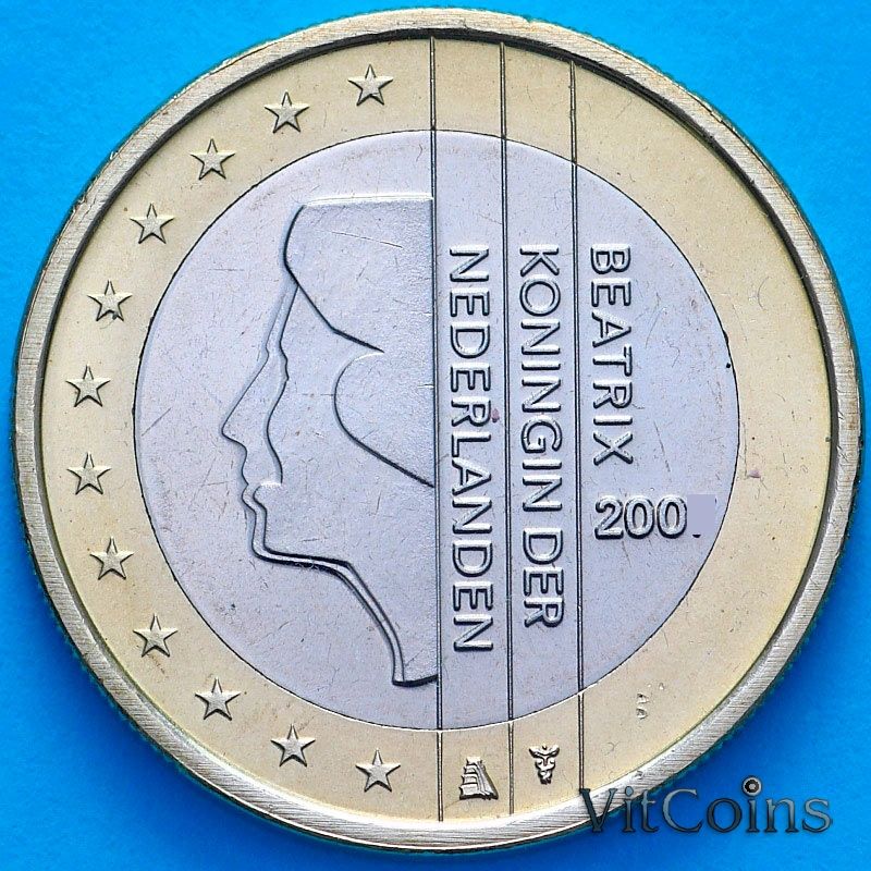 Монета Нидерланды 1 евро 2003 год.