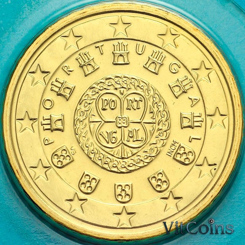 Монета Португалия 10 евроцентов 2008 год. На монете есть дата.