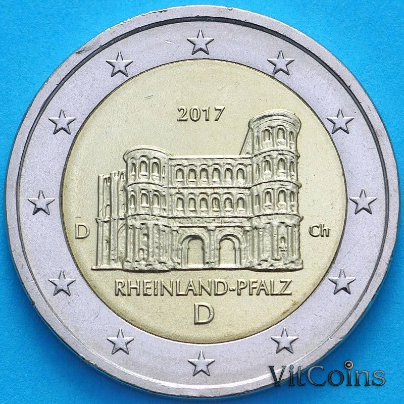 Монета Германия 2 евро 2017 год. Рейнланд-Пфальц. D