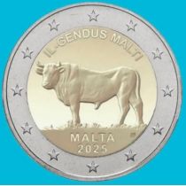 Мальта 2 евро 2025 год. Мальтийский бык
