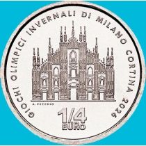 Италия 1/4 евро 2025 год. Олимпиада. Милан