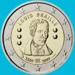 Монета Бельгия 2 евро 2009 год. Луи Брайль