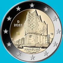 Германия 2 евро 2023 год. Гамбург. F