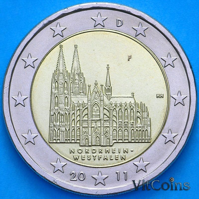 Монета Германия 2 евро 2011 год. Кёльнский собор, Северный Рейн - Вестфалия..F