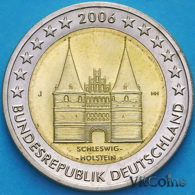 Монета Германия 2 евро 2006 год. Шлезвиг-Гольштейн.  J