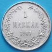 Монета Финляндии 1 марка 1907 год. Серебро.