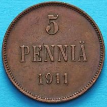 Финляндия 5 пенни 1911 год.