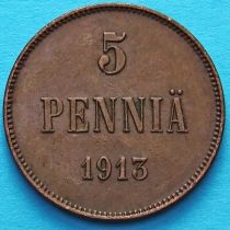 Финляндия 5 пенни 1913 год.