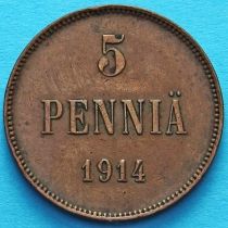 Финляндия 5 пенни 1914 год.