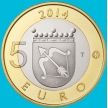 Монета Финляндия 5 евро 2014 год. Чернозобая гагара