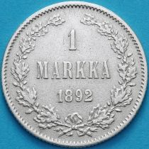 Финляндия 1 марка 1892 год. Серебро. L.