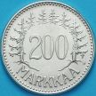 Монета Финляндия 200 марок 1957 год. Серебро.