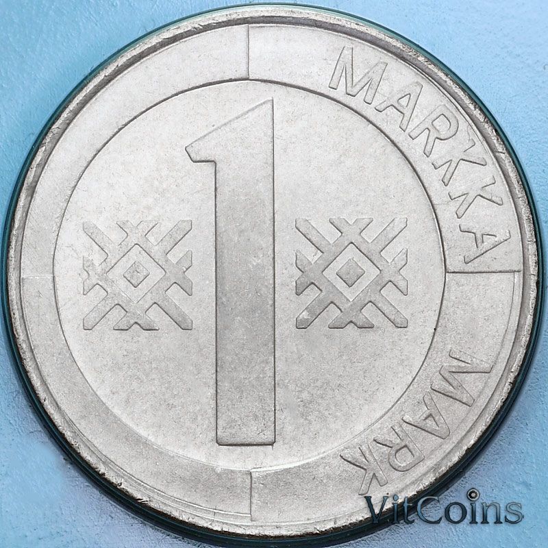 Монета Финляндия 1 марка 1993 год. Медно-никелевый сплав. BU