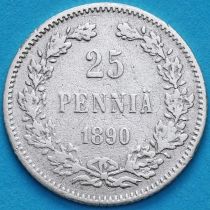 Финляндия 25 пенни 1890 год. Серебро.