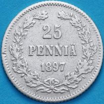 Финляндия 25 пенни 1897 год. Серебро.