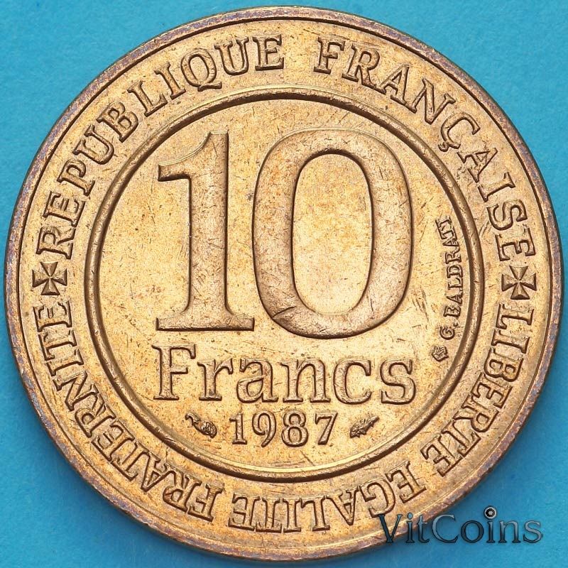 Монета Франция 10 франков 1987 год. Тысячелетие династии Капетингов. aUNC